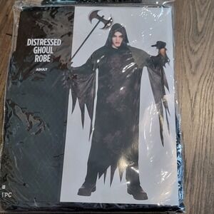 Grim Reaper Ghoul Vampire Evil Satanic Black Robe Adult Halloween One Size‎